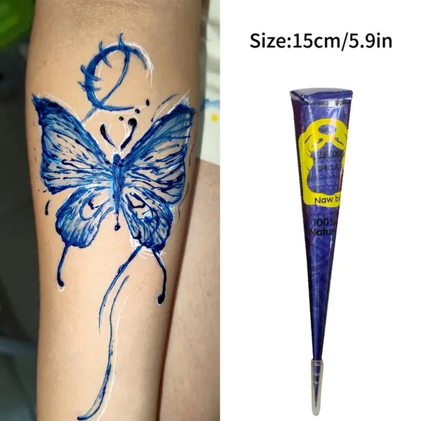 Крем для тату хной "Henna" водостойкий, для ручной росписи, натуральный растительный состав, цветной, держится 3-5 дней, удобный тюбик с точным дозатором, для фестивалей и косплея