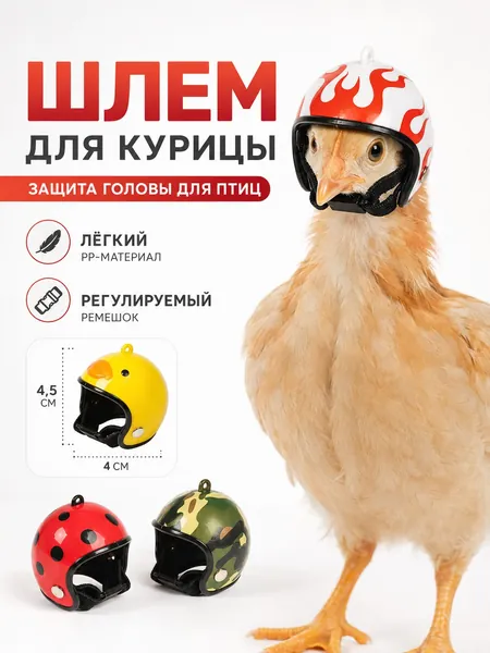 Шлем для кур и домашней птицы, защитный декоративный аксессуар с регулируемым ремешком, 1 шт.