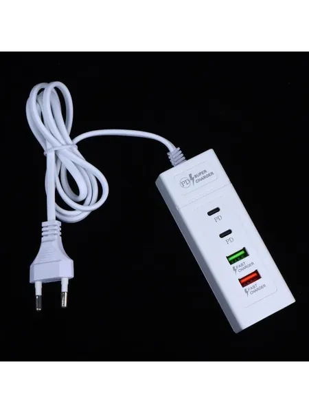 Зарядное устройство USB C Power Strip с несколькими портами быстрой зарядки EU Plug Адаптер питания с защитой от перегрева для зарядки ноутбука