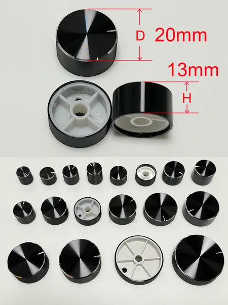 2x D*H 20mm*13mm Алюминиевая ручка для аудио усилителя Чёрный