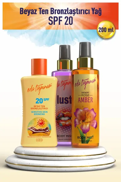 EDA Bronzlastirici Beyaz Ten SPF 20, солнцезащитный крем для светлой кожи с маслом моркови и арганы, 200 мл. Лосьон для идеального загара и увлажнения тела, с ароматом шоколада и кокоса.