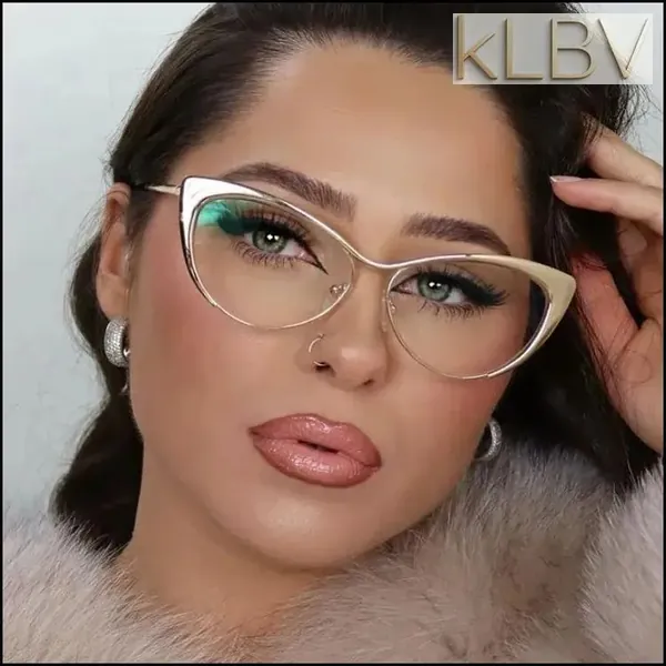 Оправа для очков "Кошачий глаз", очки для создания имиджа, с прозрачными линзами для работы за компьютером и телефоном с защитой от излучения экрана / с футляром для хранения очков.