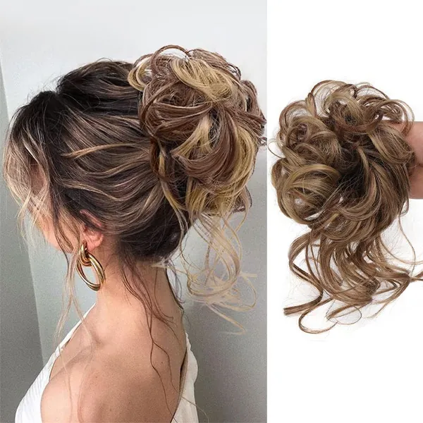 Кудрявый пучок вьющихся волос Tousled Updo Эластичная лента для волос Scrunchie