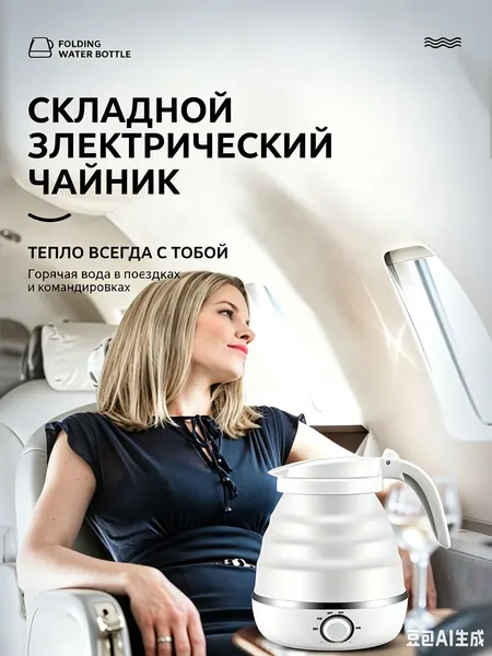 Электрический чайник Чайник электрический силиконовый складной, белый