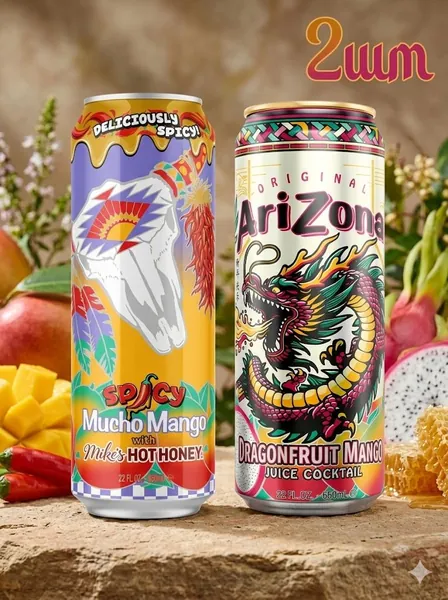 Напиток сокосодержащий AriZona Dragonfruit Mango Juice Cocktail со вкусом драгонфрута и манго + Spicy Mucho Mango with Mike s Hot Honey с пряным вкусом манго и мёда, 2 шт. * 650 мл