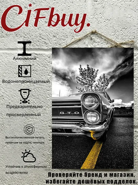 Алюминиевая табличка 20х30 см с автомобильной тематикой, ручная работа, влагостойкая, УФ-защита, с отверстиями
