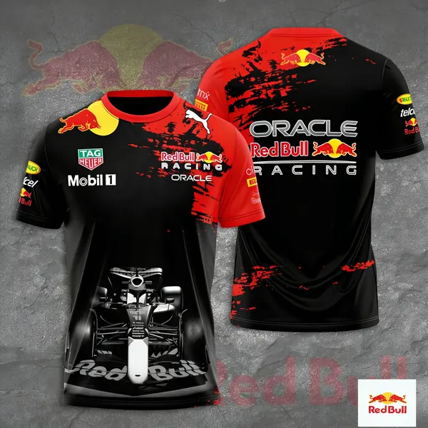 Футболка Коллекция футболок Формулы-1: Oracle Red Bull Racing и Mercedes AMG Petronas, стильные гоночные футболки с принтом болидов, идеальный подарок для фанатов автоспорта 1 шт