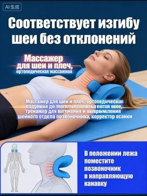 Массажер для шеи и плеч, ортопедическая массажная подушка для расслабления, облегчения и снятия боли в шее, тренажер для вытяжения и выпрямления шейного отдела позвоночника, корректор осанки
