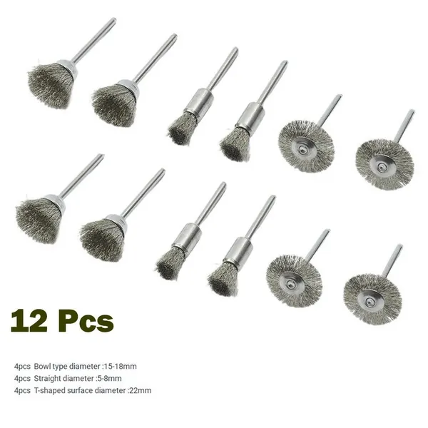 OZ-TRGB 12 шт. Набор латунных стальных дисков Dremel Wire Brush Set для инструментов Dremel, аксессуары, абразивная головка для удаления заусенцев, инструменты для сверления T-образной формы