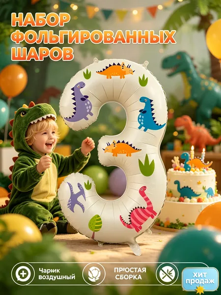 Фольгированные цифровые шары молочного цвета 81 см (0-9) с наклейками с динозаврами, для гелия, для украшения дня рождения, Хэллоуина, Рождества, Пасхи и стильного оформления вечеринок
