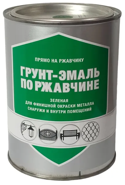 Краска по ржавчине для металла алкидная зеленый 0,8 кг Декарт