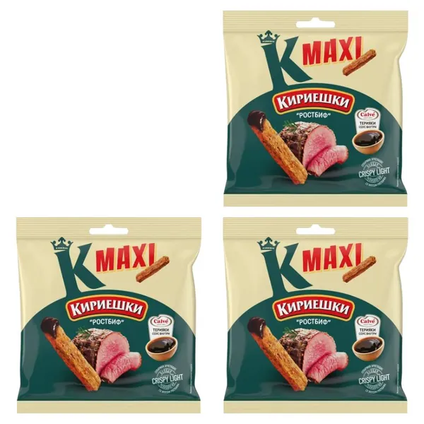 Кириешки Maxi Сухарики ростбиф с соусом терияки, 75 г, 3 штуки
