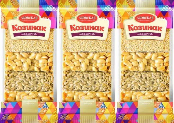 Азовская кондитерская фабрика Козинак Ассорти, 280 г, 3 уп