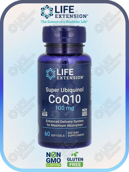 Продление жизни, Пантенол Коэнзим Q10, 100 мг, 60 мягких капсул