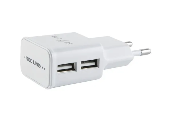 Сетевое зарядное устройство Red Line 2 USB (модель NT-2A), 2.1A белый