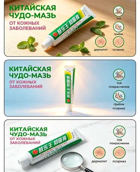 Китайская чудо мазь от псориаза, прыщей, постакне, герпеса, грибка и атопического дерматита. Универсальное негормональное средство для ухода за кожей лица, тела, рук, ног и пяток.