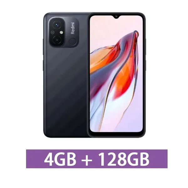 Redmi Смартфон Глобальная версия Redmi 12C смартфон 5000mAh высокопроизводительный аккумулятор Helio G85 Octa Core 50MP 6.71 "4G мобильный телефон Global 4/128 ГБ, Nano-SIM, черный