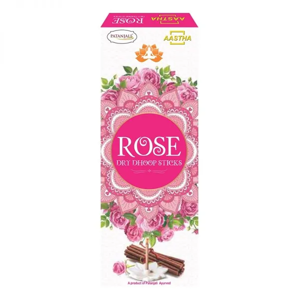 ROSE Dry Dhoop Sticks, Patanjali (РОЗА безосновные благовония, Патанджали), 10 палочек.