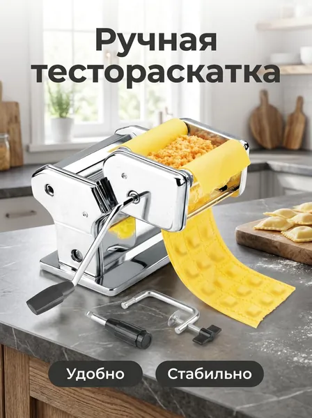 машина для раскатывания теста и прессования лапши, изготовленная из пищевой нержавеющей стали, с регулируемой толщиной слоя и прочным уплотнением, с зажимами, которые можно прикрепить к столу