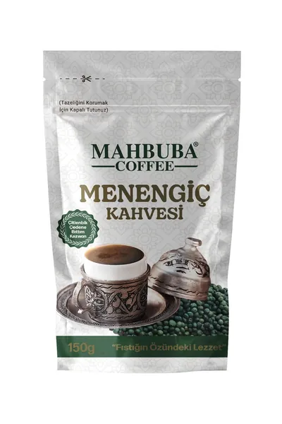 Mahbuba Кофе мененгич из плодов дикой фисташки, 150гр. Натуральный напиток без кофеина с витаминами B и E, полезный для пищеварения и кожи. Традиционный турецкий вкус, ароматный молотый кофе