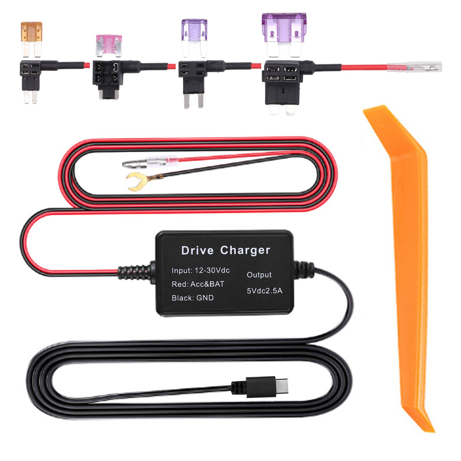 Комплект жесткой проводки для видеорегистратора, MINI/MICRO/TYPE C USB, автомобильный зарядный кабель, с видеоинструкцией