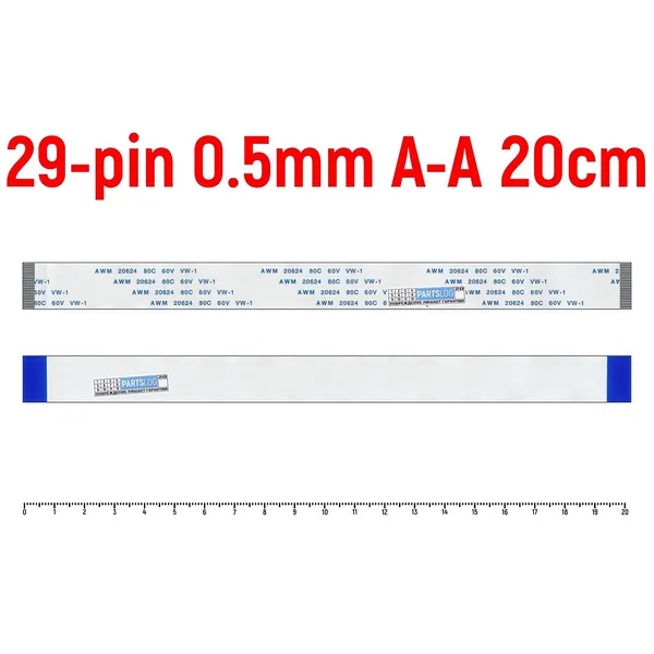 FFC Шлейф 29-pin Шаг 0.5mm Длина 20cm Прямой A-A AWM 20624 80C 60V VW-1