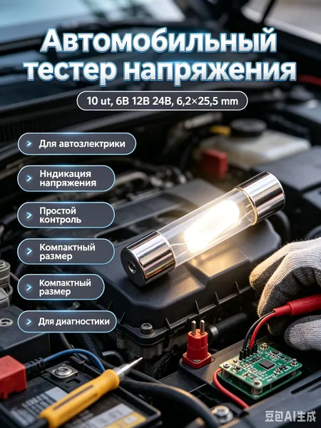 10 шт.6V 12V 24V ,6.2*25.5 мм Автомобильный тестер напряжения,электрическая измерительная ручка,индукционная лампа,Модель 85015/85016/85017 Ручка-детектор автомобильного электричества