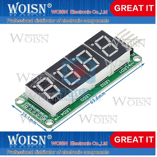 1шт 74HC595 static drive 2-stage digital display module can seamlessly connect in series with a 0.5-inch 2-digit high brightness red display module Тип опции доставки: 4-digit red digital tube