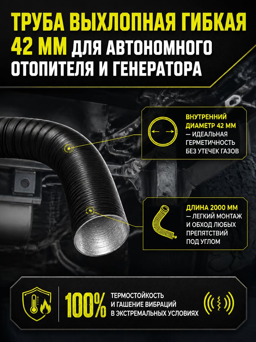 Труба выхлопная, диаметр 42 мм, длина 2000 мм арт.565156465849