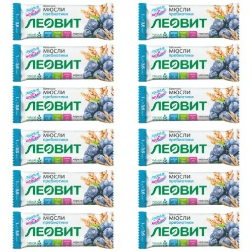 Леовит Батончик-мюсли с черникой и лютеином, 30г, 12шт