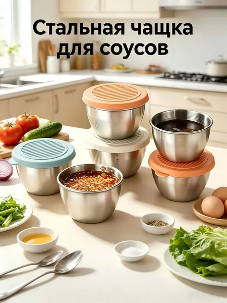 Соусник 6 см нержавеющая сталь 3 шт цвет разноцветный