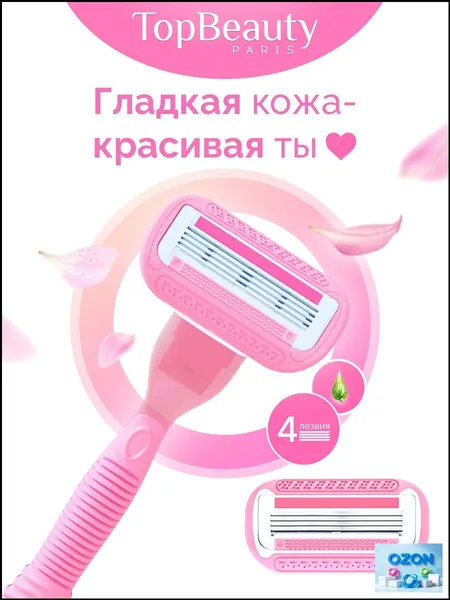 Бритва женская многоразовая со сменными кассетами 2 шт., бритвенный станок