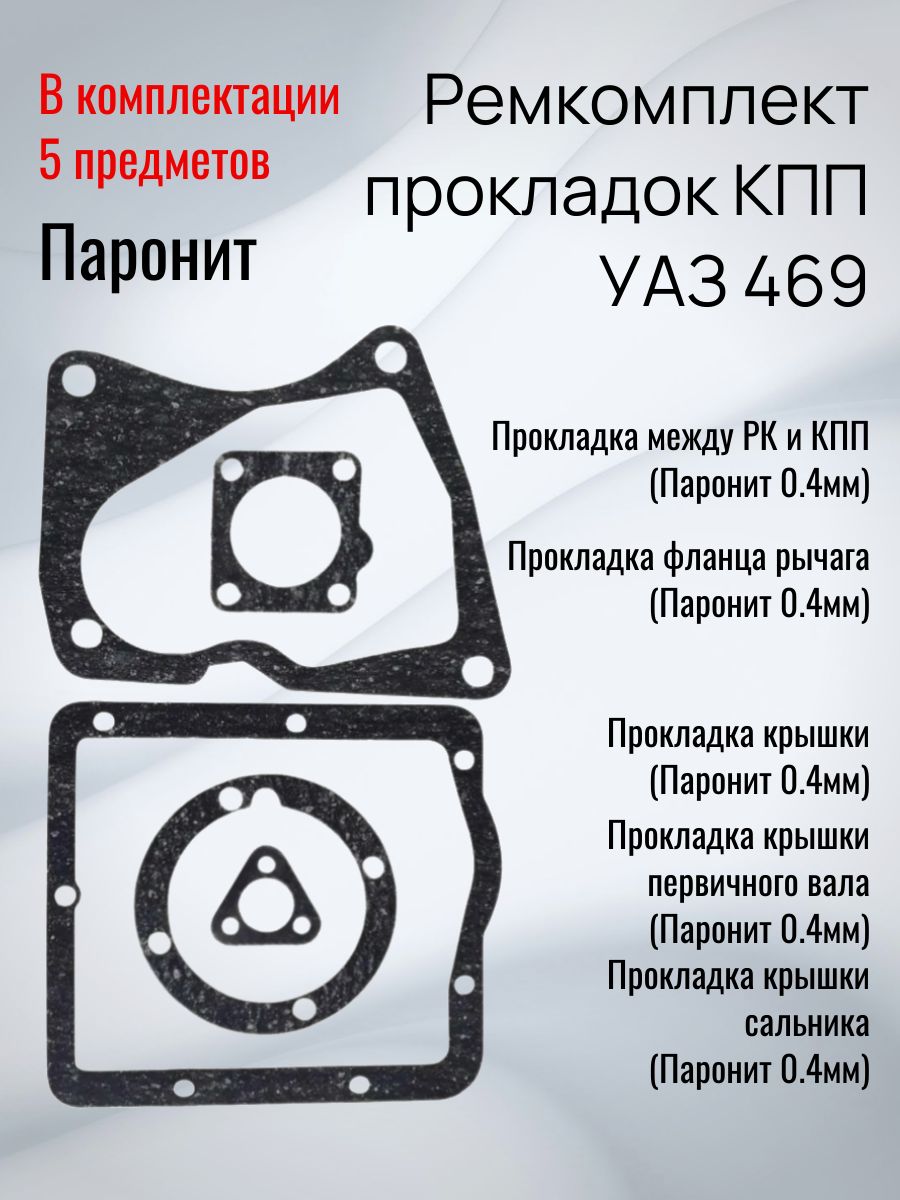 Ремкомплект прокладок КПП УАЗ 469 (Паронит 0.4мм)