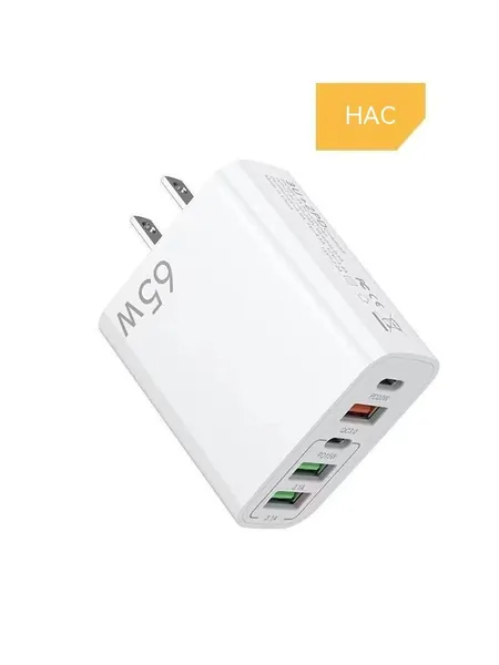 Многопортовое настенное зарядное устройство мощностью 65 Вт PD QC3.0 с быстрой зарядкой, Универсальная дорожная вилка для ежедневного использования в домашнем офисе для мобильных устройств