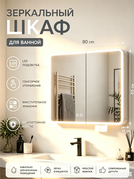 Тумба для ванной,, 80х11х65 см