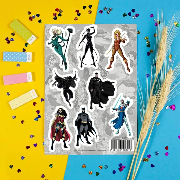 Стикеры "Супергерои Марвел/Marvel DC" №12 водостойкие виниловые самоклеящиеся 1 лист А5 (стикерпак - 8 наклеек) для детей и взрослых, на телефон, велосипед, самокат, ноутбук, блокнот, ежедневник
