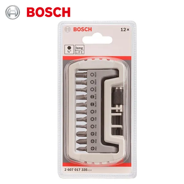 Компактный набор бит для отвертки Bosch 2607017335, 11+1 штука.
