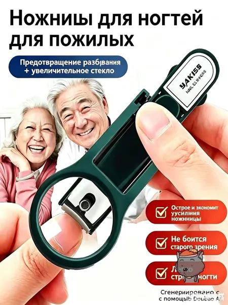 Книпсер для ногтей с лупой, кусачки для маникюра и педикюра - антибликовое увеличительное стекло, защита от брызг, профессиональный инструмент для пожилых и людей с плохим зрением.