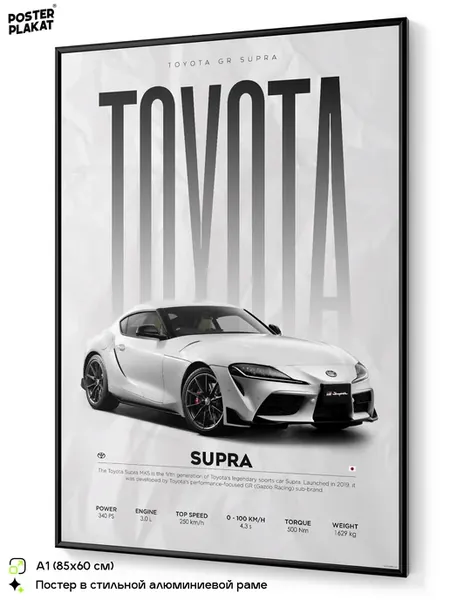 Постер на стену с машиной Toyota Supra MK5 Тойота Супра А1