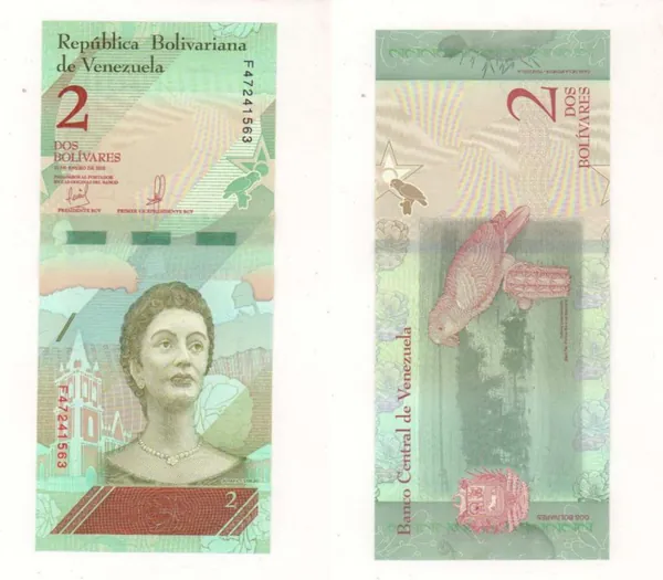 Банкнота 2 боливара 2018 года Венесуэла Состояние AU
