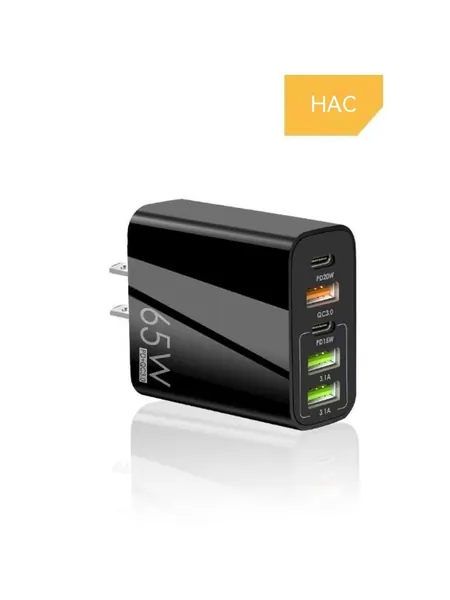 Многопортовое настенное зарядное устройство мощностью 65 Вт PD QC3.0 с быстрой зарядкой, Универсальная дорожная вилка для ежедневного использования в домашнем офисе для мобильных устройств