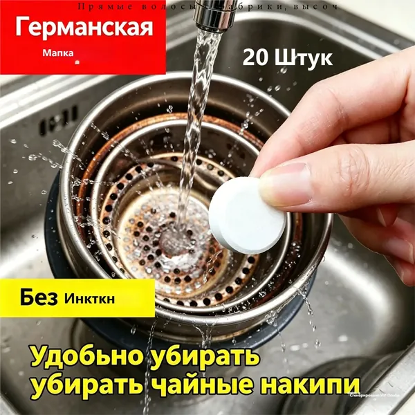 Шипучие таблетки для удаления чайной накипи, подходят для чайных чашек, кружек, термосов и заварочных чайников, для глубокой очистки без использования щетки, 20 таблеток (1 упаковка)