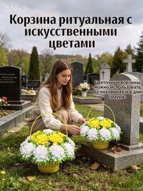 Эксклюзивный венок Хризантема 35 на 33 см для кладбища от Мастера Венков