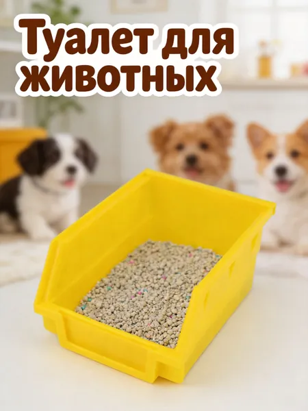 Туалет-помывочная для мелких животных из пластика, жёлтый, размер s