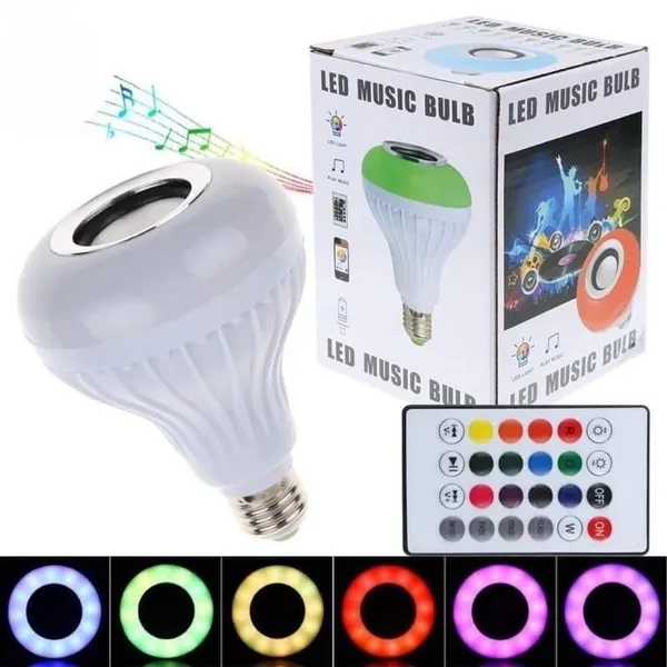 Светодиодная лампа-колонка с функцией диско-музыки, RGB-подсветкой с изменением цвета, многофункциональная портативная беспроводная колонка с дистанционным управлением, умная колонка E27 Elfly.