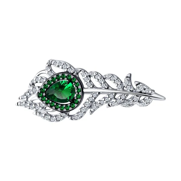 Серебряная брошь DIAMANT-ONLINE с фианитом 925 пробы