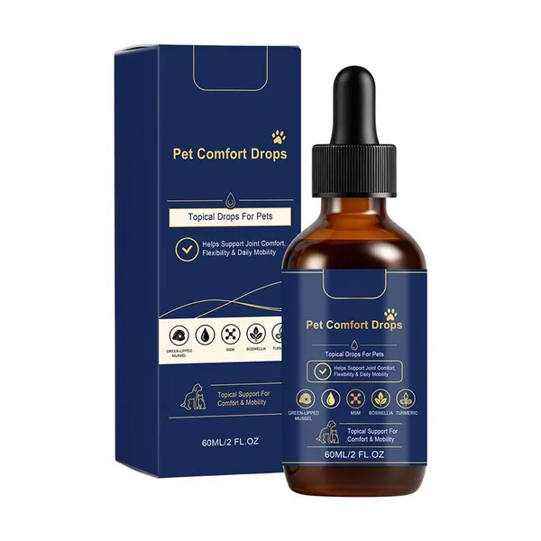 Кормовая добавка Pet Comfort Drops для кошек и собак для подвижности и гибкости, с MSM и экстрактом мидий, 60 мл