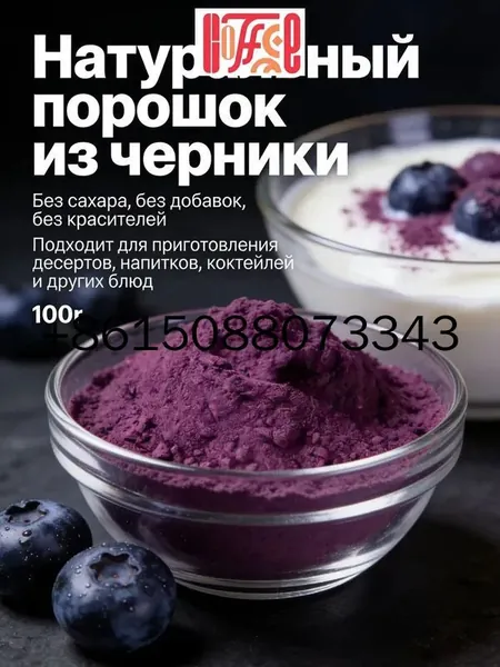 Черничный порошок премиум 100г/ без сахара и добавок/Идеально подходит для напитков, тортов, печенья и других выпечных изделий
