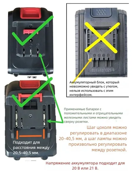 Kersenis универсальная светодиодный рабочий фонарь 20-21V для электроинструментов - Совместим с Makita/Dewalt/Fengbao/DAYI, длительное использование на стройплощадках (без аккумулятора)-HDJ-0919