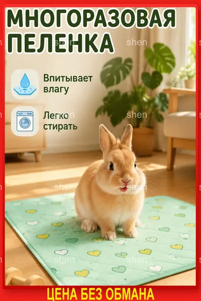 Впитывающий коврик для грызунов Многоразовая стирающаяся пеленка от запаха